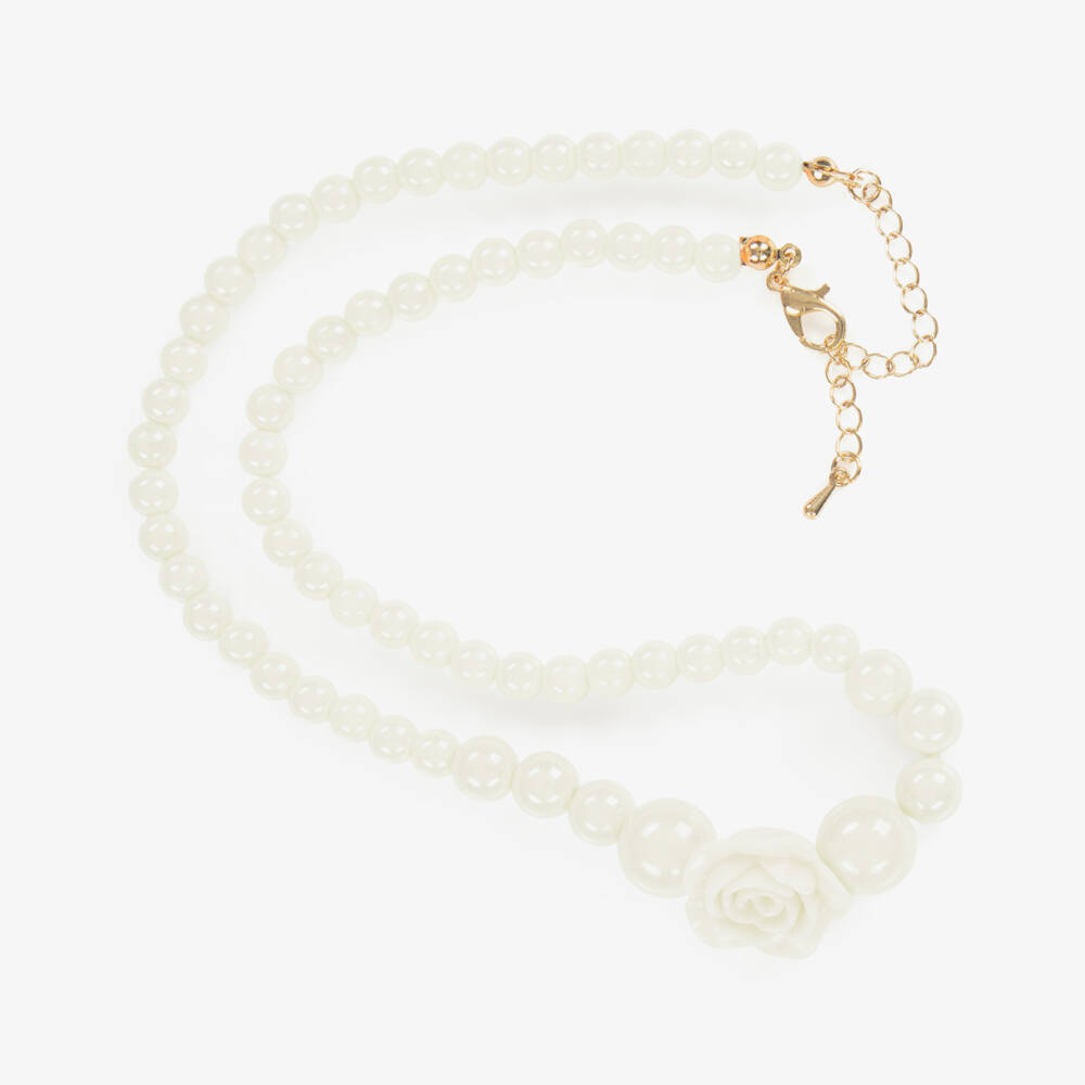 Angel's Face-Girls Ivory Rose Necklace (46cm) | Childrensalon