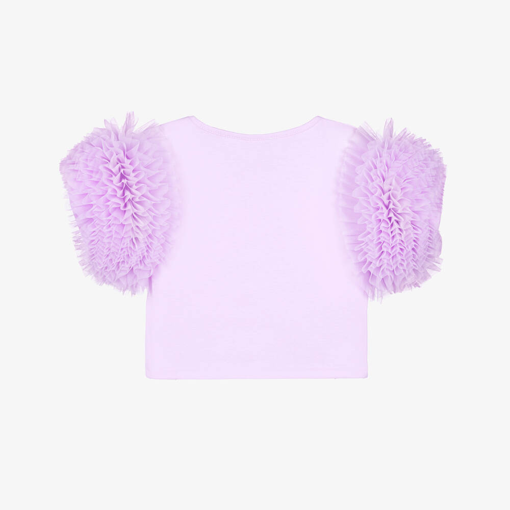 Angel's Face-Girls Lavender Jersey T-Shirt with Tulle Sleeves | Childrensalon