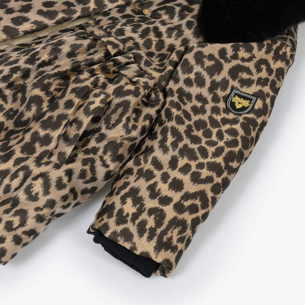 Angel's Face-Girls Leopard Jacquard & Faux Fur Collar Coat | Childrensalon