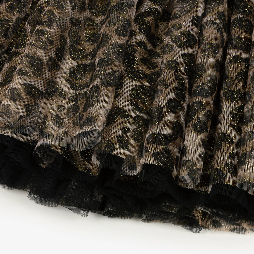 Angel's Face-فستان تول بنقشة الفهد وترتر لون ذهبي للبنات | Childrensalon