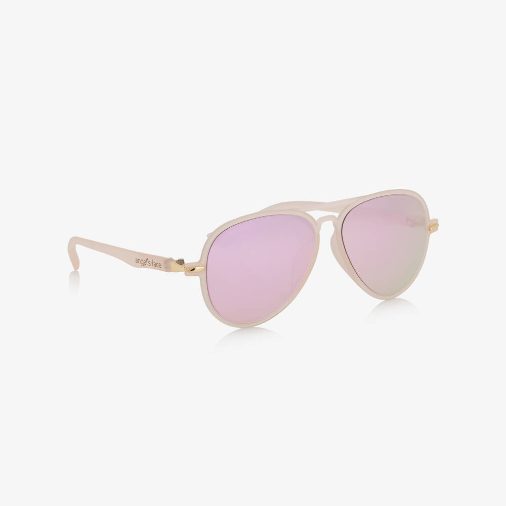 Angel's Face-Girls Light Pink Aviator Sunglasses (UV400) | Childrensalon