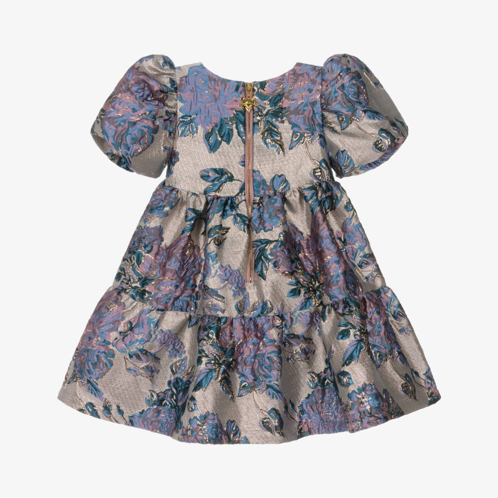 Angel's Face-Платье жаккардовое цветочное сиренево-синее | Childrensalon