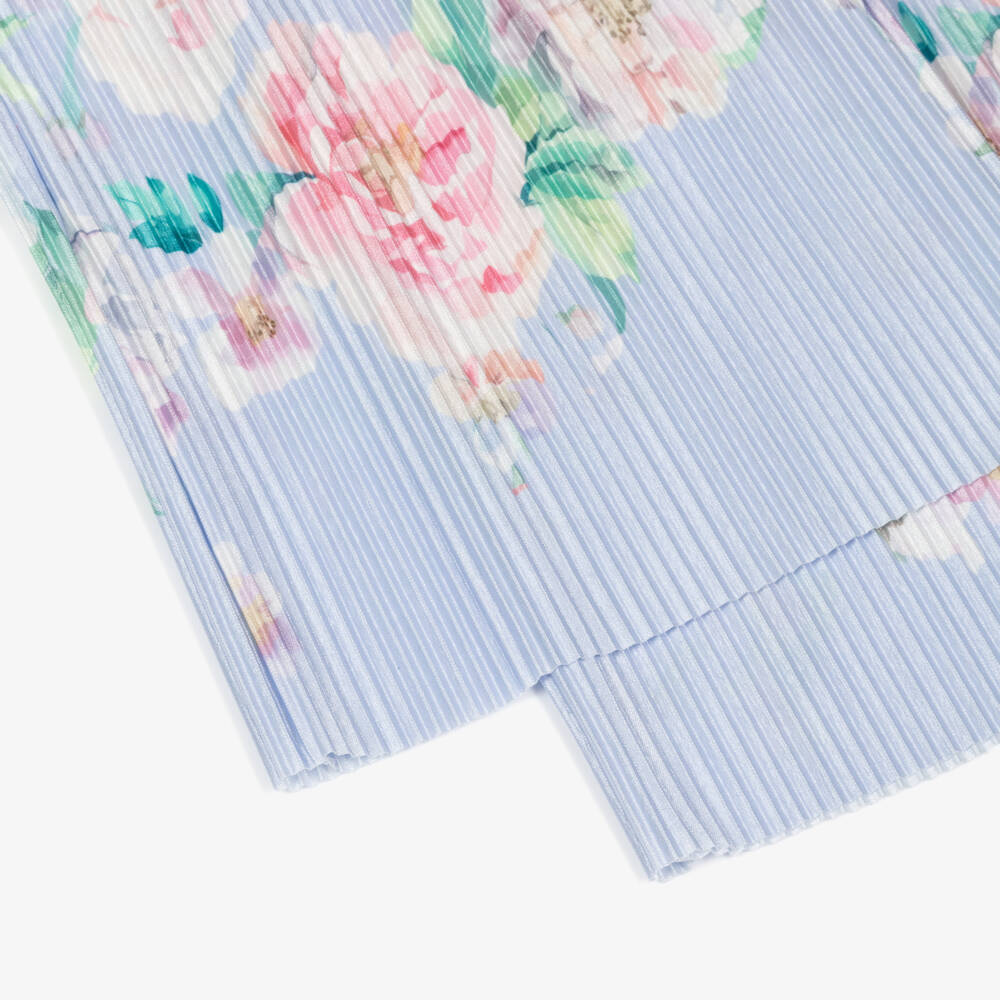 Angel's Face-Girls Lilac Blue Floral Satin Pleated Trouser Set | Childrensalon