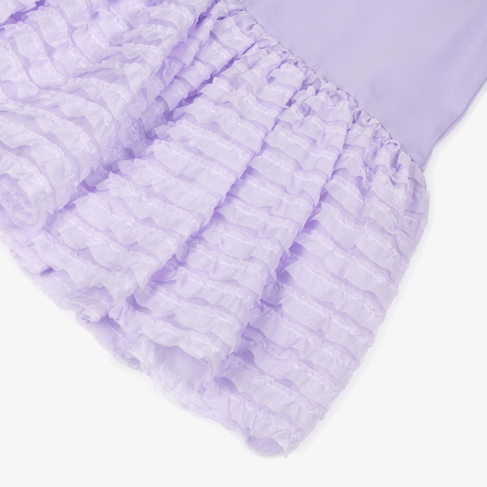 Angel's Face-Girls Lilac Purple Jersey & Chiffon Ruffle Dress with Logo Bow | Childrensalon