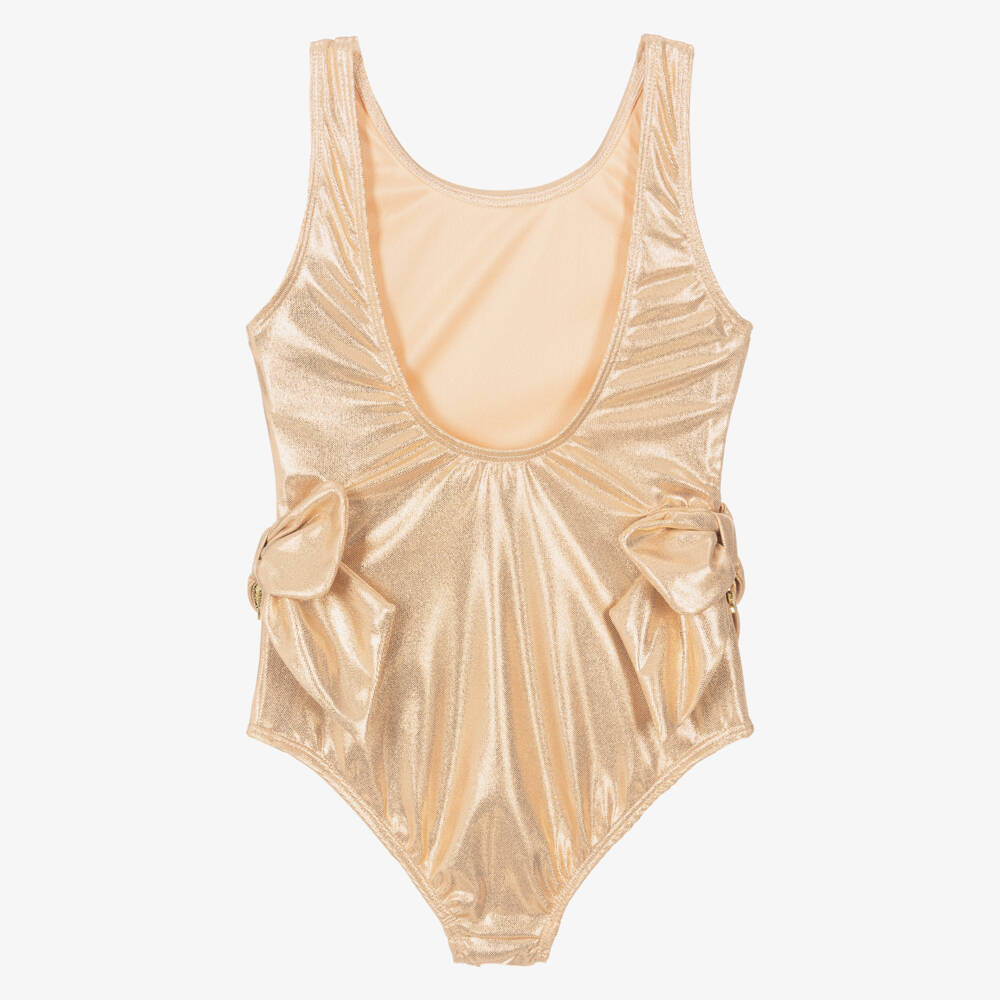 Angel's Face-Girls Metallic Gold Swimsuit (UPF50+) | Childrensalon