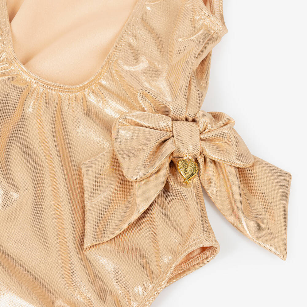 Angel's Face-Girls Metallic Gold Swimsuit (UPF50+) | Childrensalon