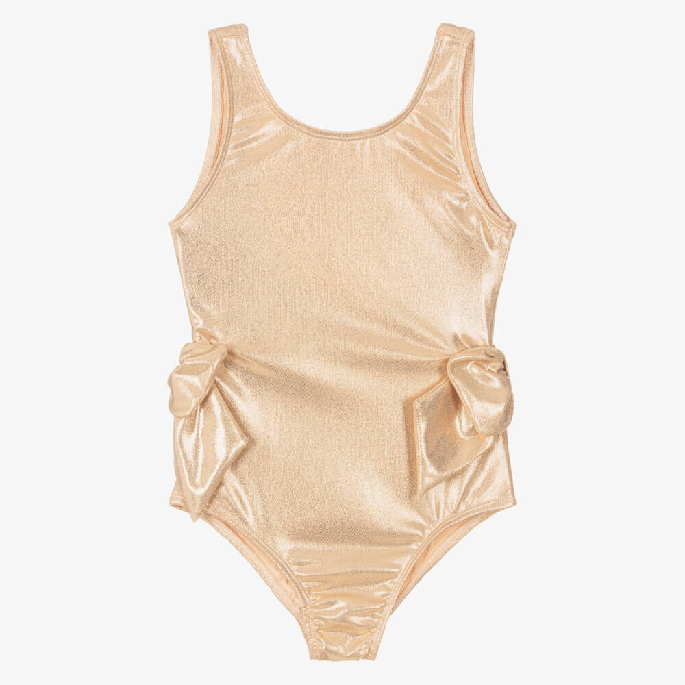 Angel's Face-Girls Metallic Gold Swimsuit (UPF50+) | Childrensalon