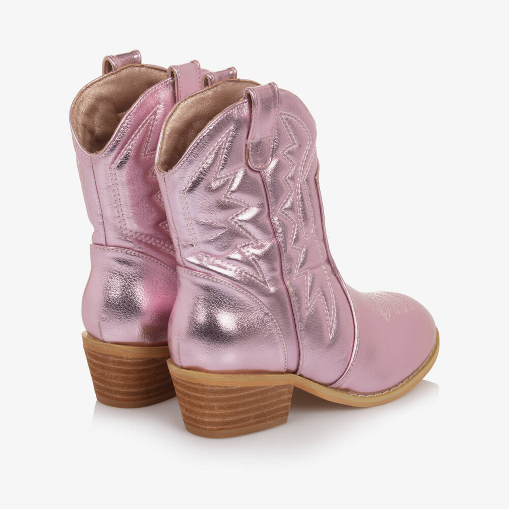 Angel's Face-Girls Metallic Pink Faux Leather Cowboy Boots | Childrensalon