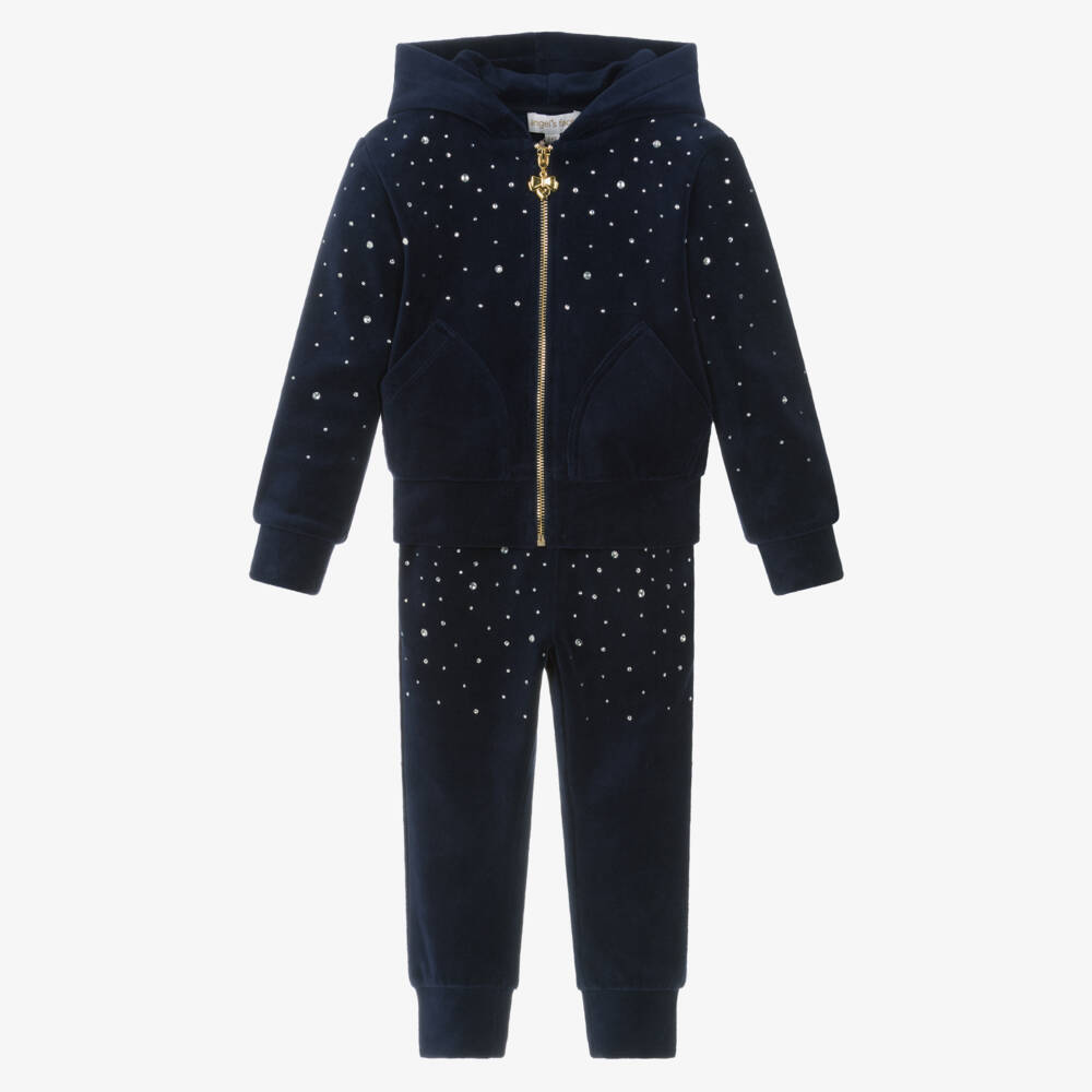 Angel's Face-طقم رياضي مخمل لون كحلي للبنات | Childrensalon