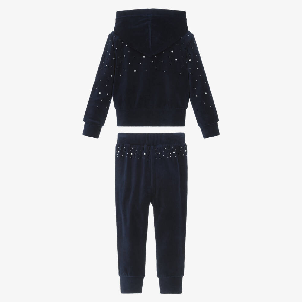 Angel's Face-طقم رياضي مخمل لون كحلي للبنات | Childrensalon