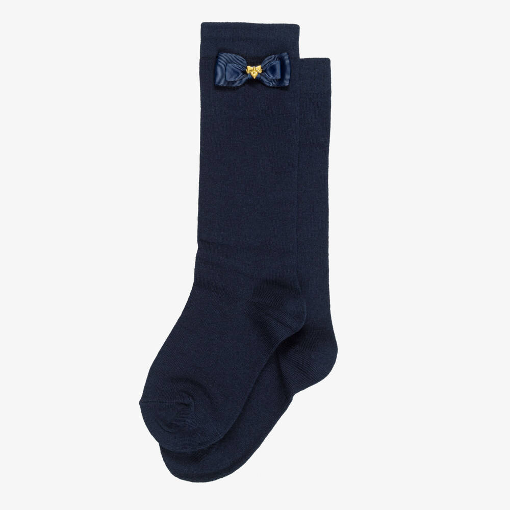 Angel's Face-Girls Navy Monica Bow Socks | Childrensalon