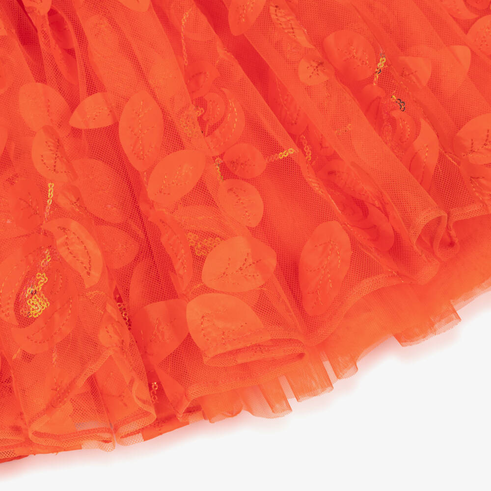 Angel's Face-Girls Orange Tulle Dress with Sequin Appliqué Detail | Childrensalon