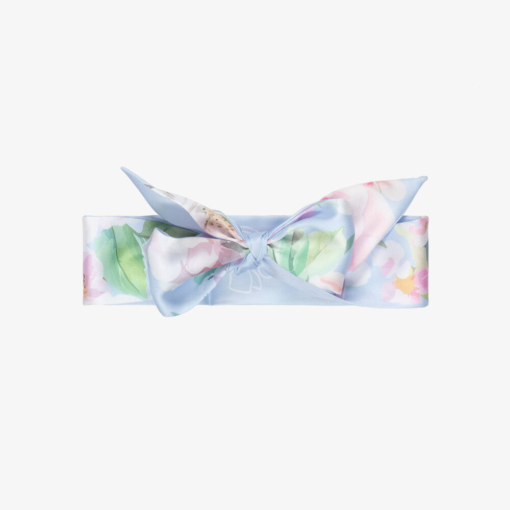 Angel's Face-Girls Pale Blue Floral Print Headband | Childrensalon