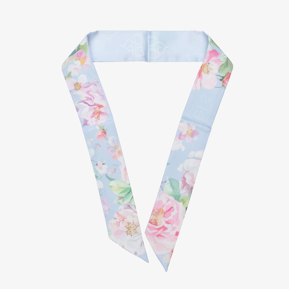 Angel's Face-Girls Pale Blue Floral Print Headband | Childrensalon