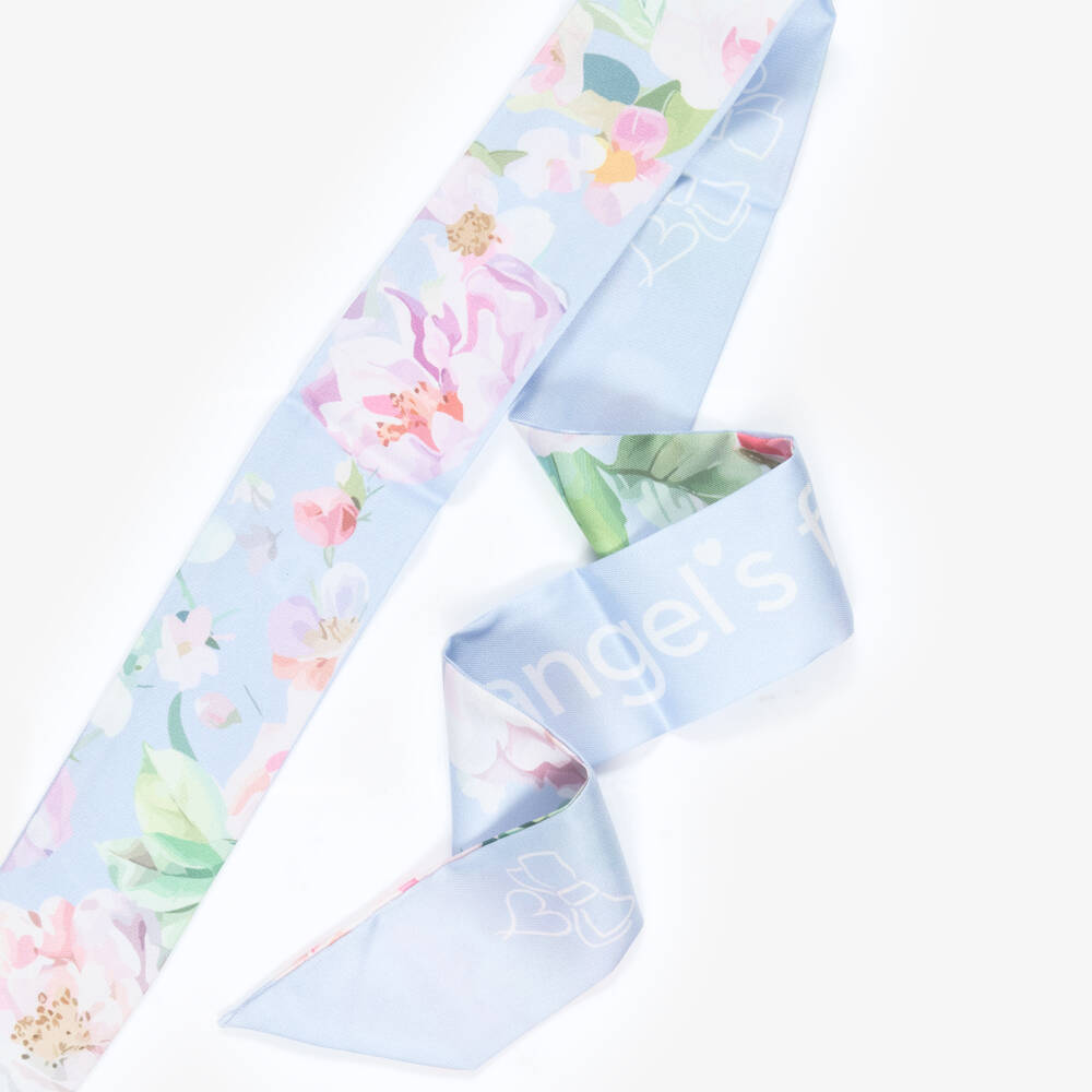 Angel's Face-Girls Pale Blue Floral Print Headband | Childrensalon