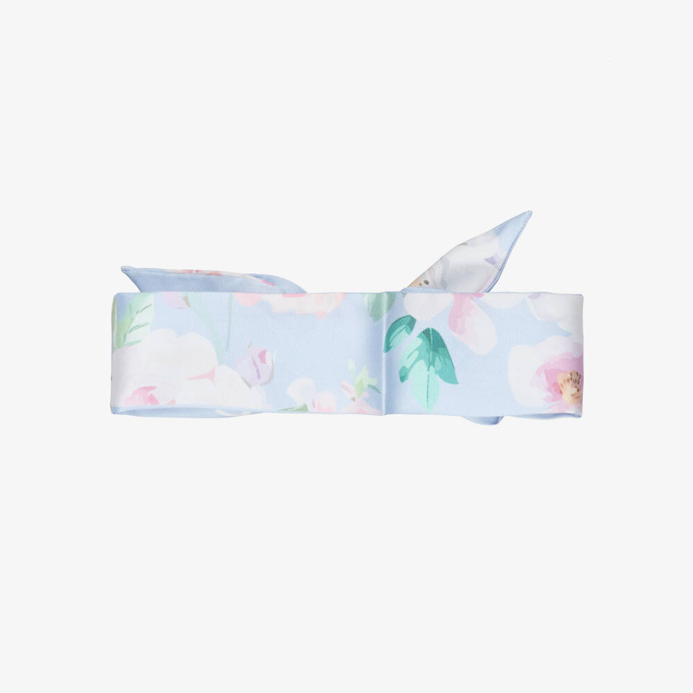 Angel's Face-Girls Pale Blue Floral Print Headband | Childrensalon