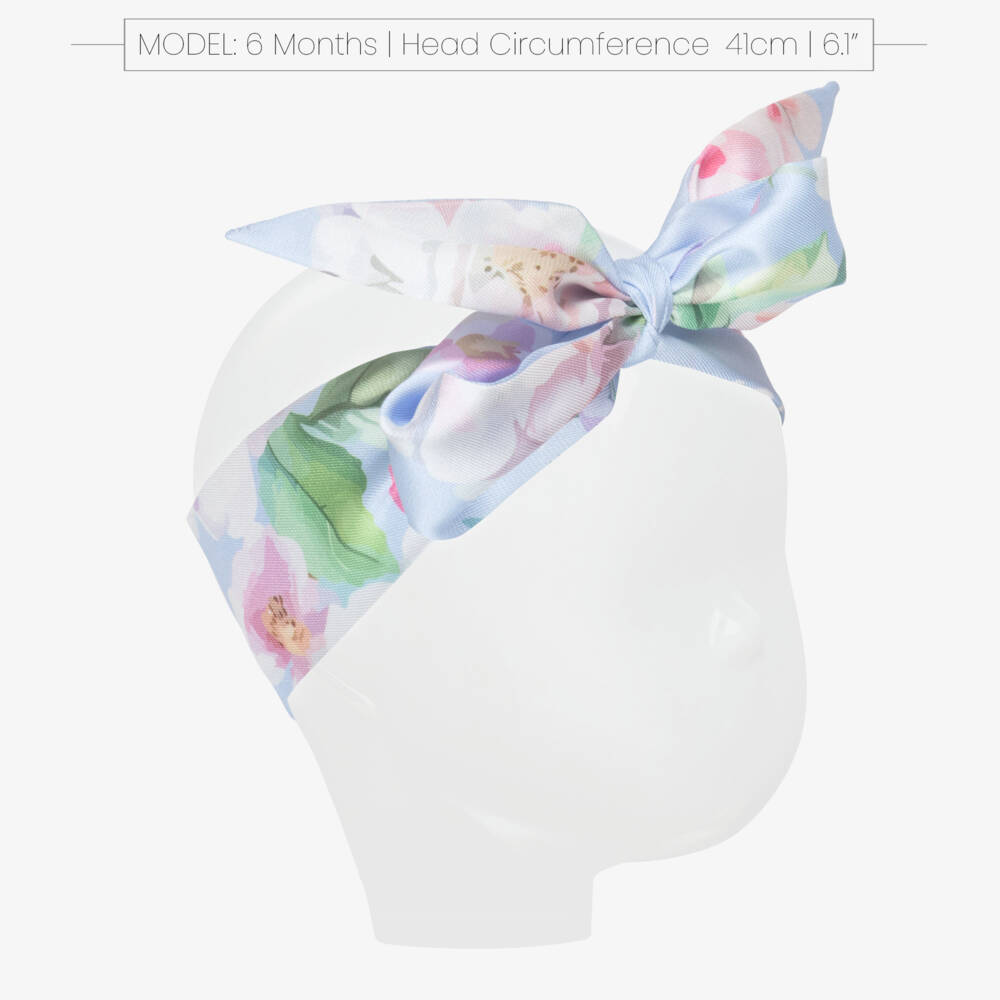 Angel's Face-Girls Pale Blue Floral Print Headband | Childrensalon