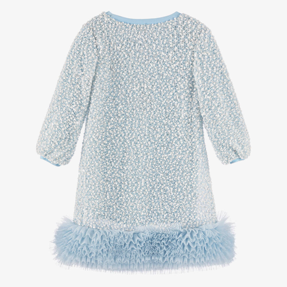 Angel's Face-Girls Pale Blue Sequin Embellished Ruffle Hem Dress | Childrensalon