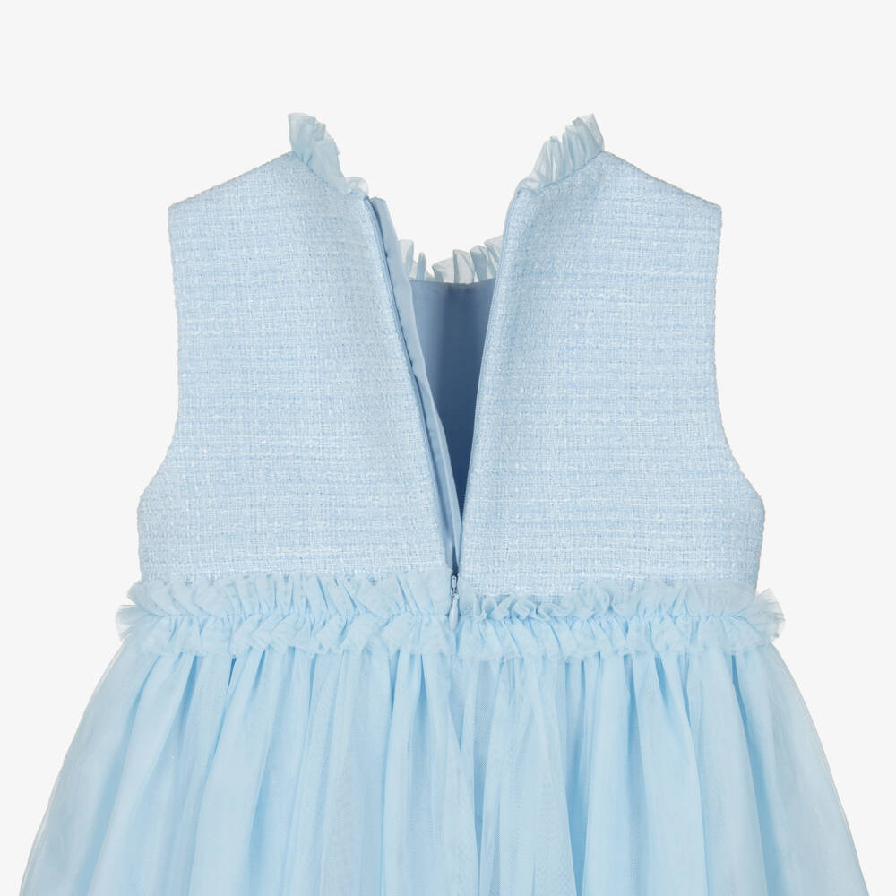 Angel's Face-Girls Pale Blue Tweed & Tulle Dress | Childrensalon