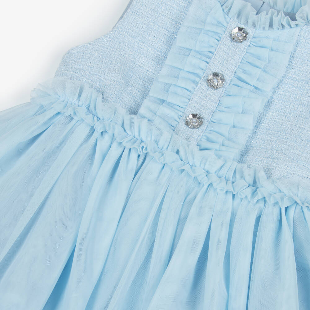 Angel's Face-Girls Pale Blue Tweed & Tulle Dress | Childrensalon