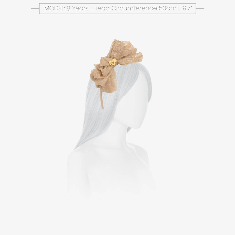 Angel's Face-Girls Pale Gold Tulle Bow Hairband | Childrensalon