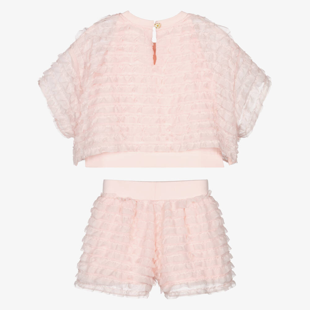Angel's Face-Girls Pale Pink Chiffon Ruffle Shorts Set | Childrensalon
