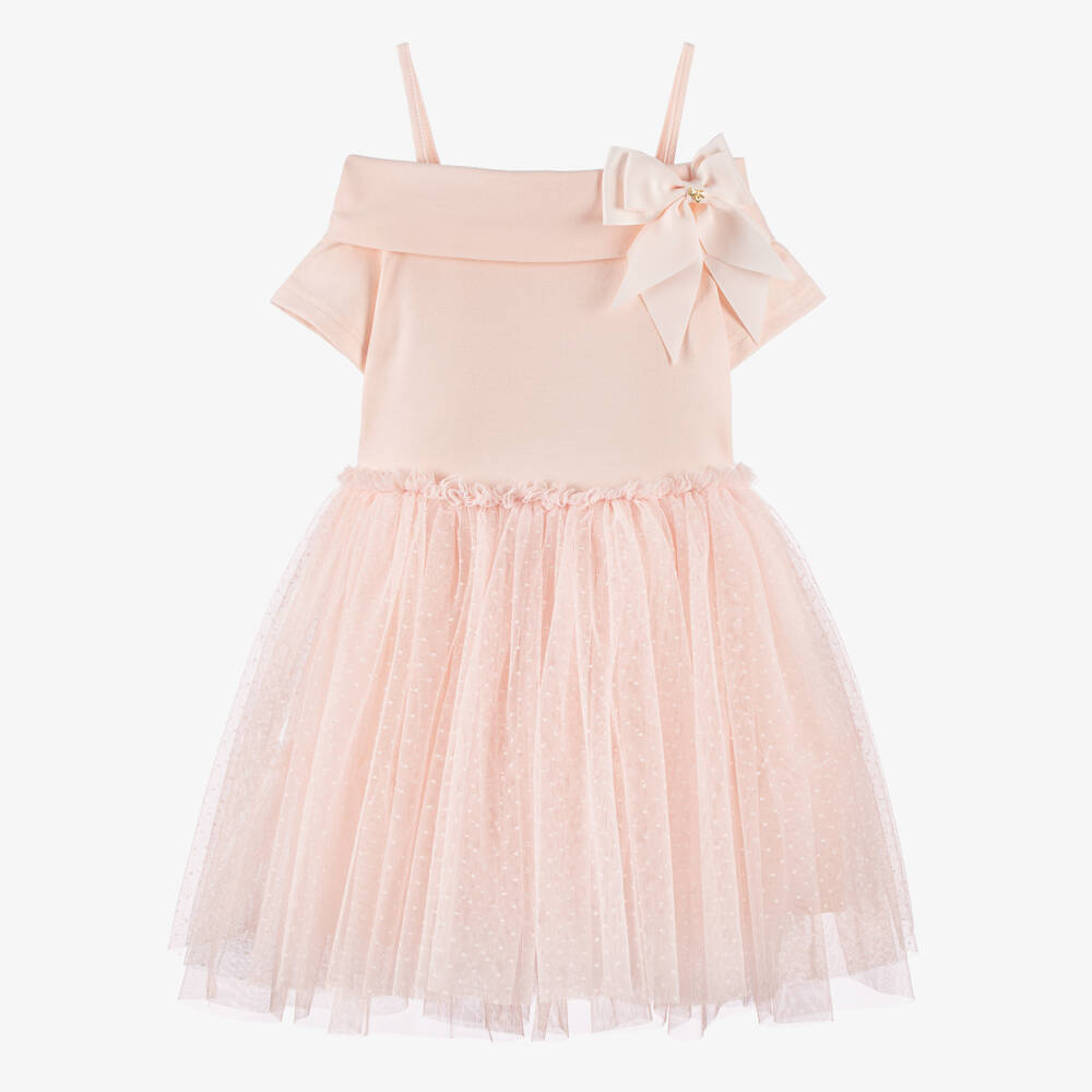 Angel's Face-Girls Pale Pink Dress with Tulle Skirt | Childrensalon