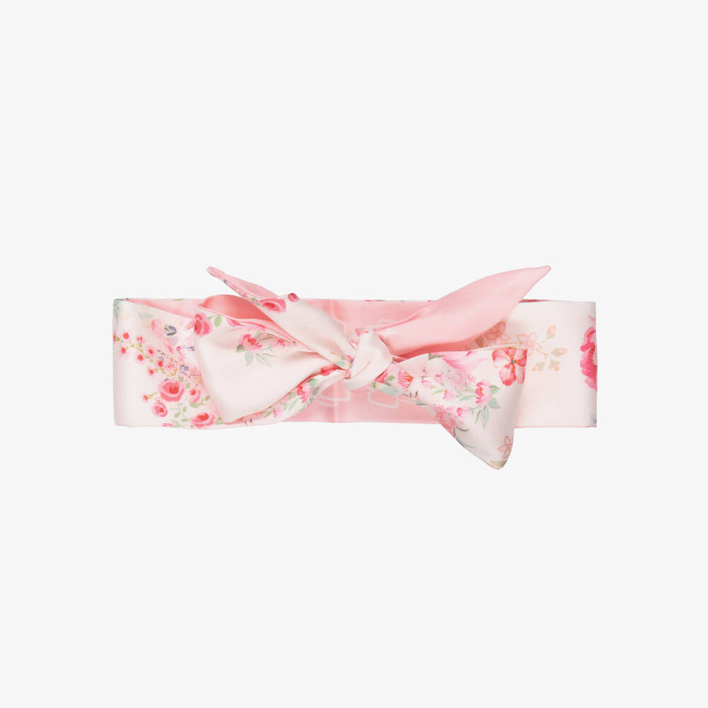Angel's Face-Girls Pale Pink Floral Print Headband | Childrensalon