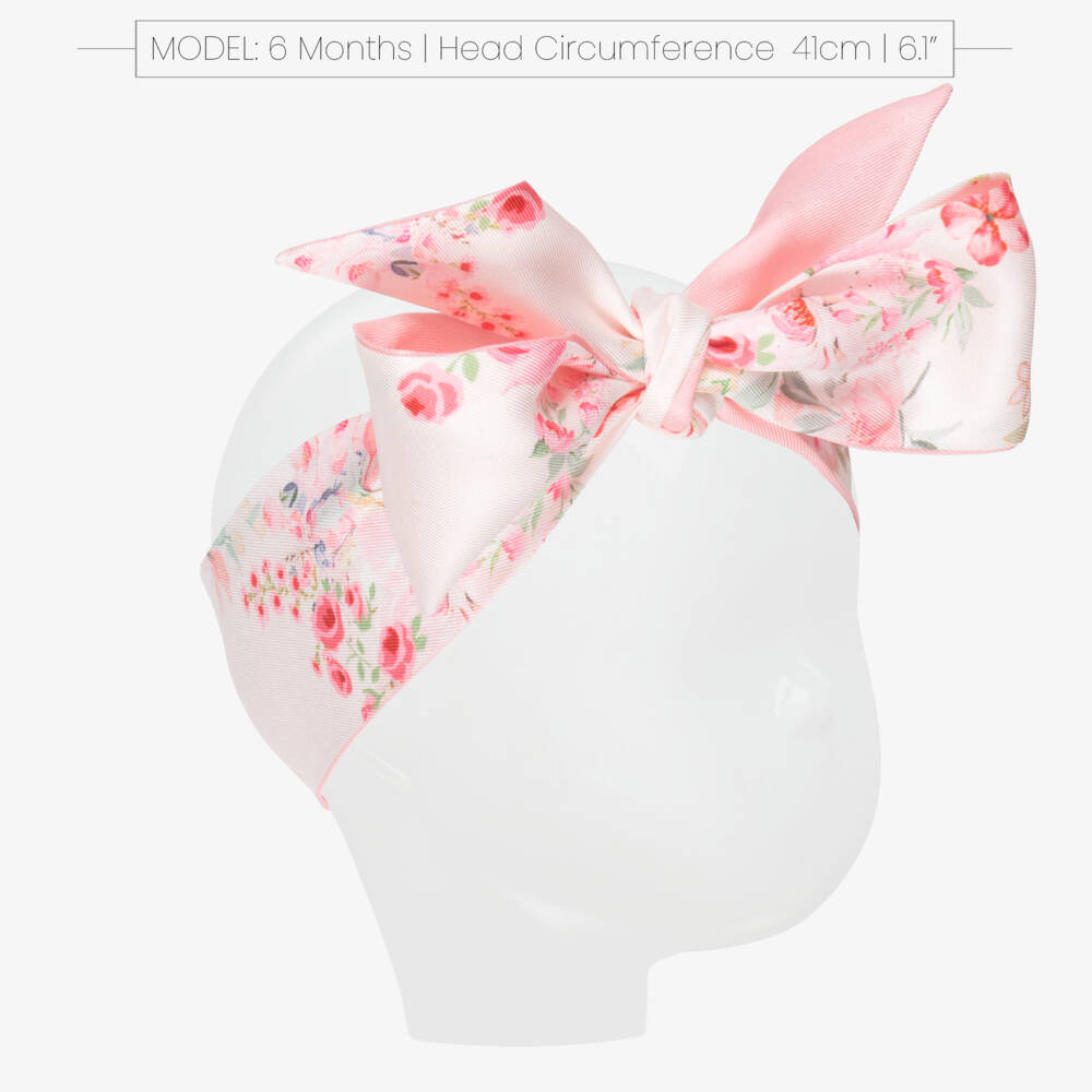 Angel's Face-Girls Pale Pink Floral Print Headband | Childrensalon