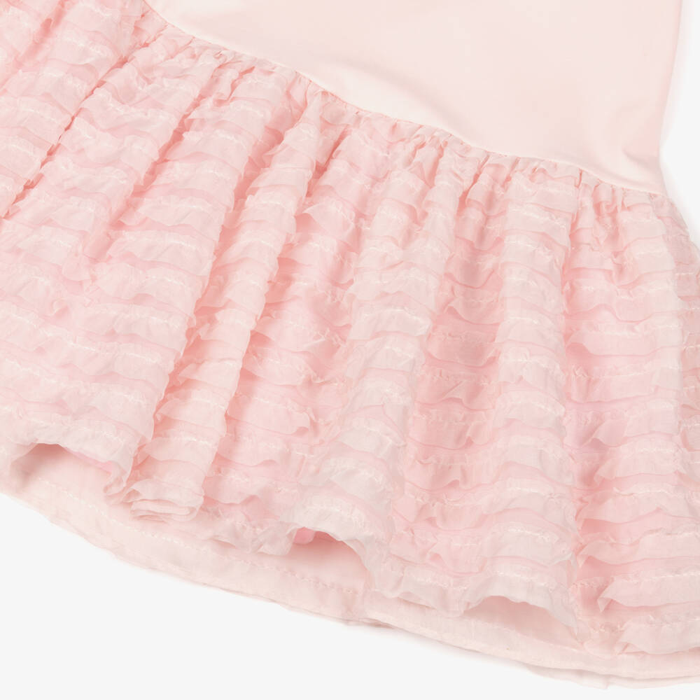Angel's Face-Girls Pale Pink Jersey & Chiffon Ruffle Dress with Logo Bow | Childrensalon