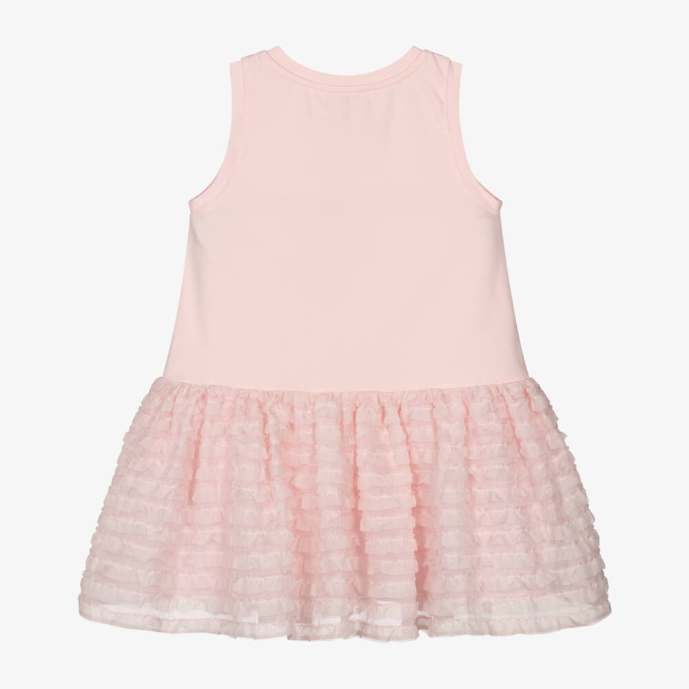 Angel's Face-Girls Pale Pink Jersey & Chiffon Ruffle Dress with Logo Bow | Childrensalon