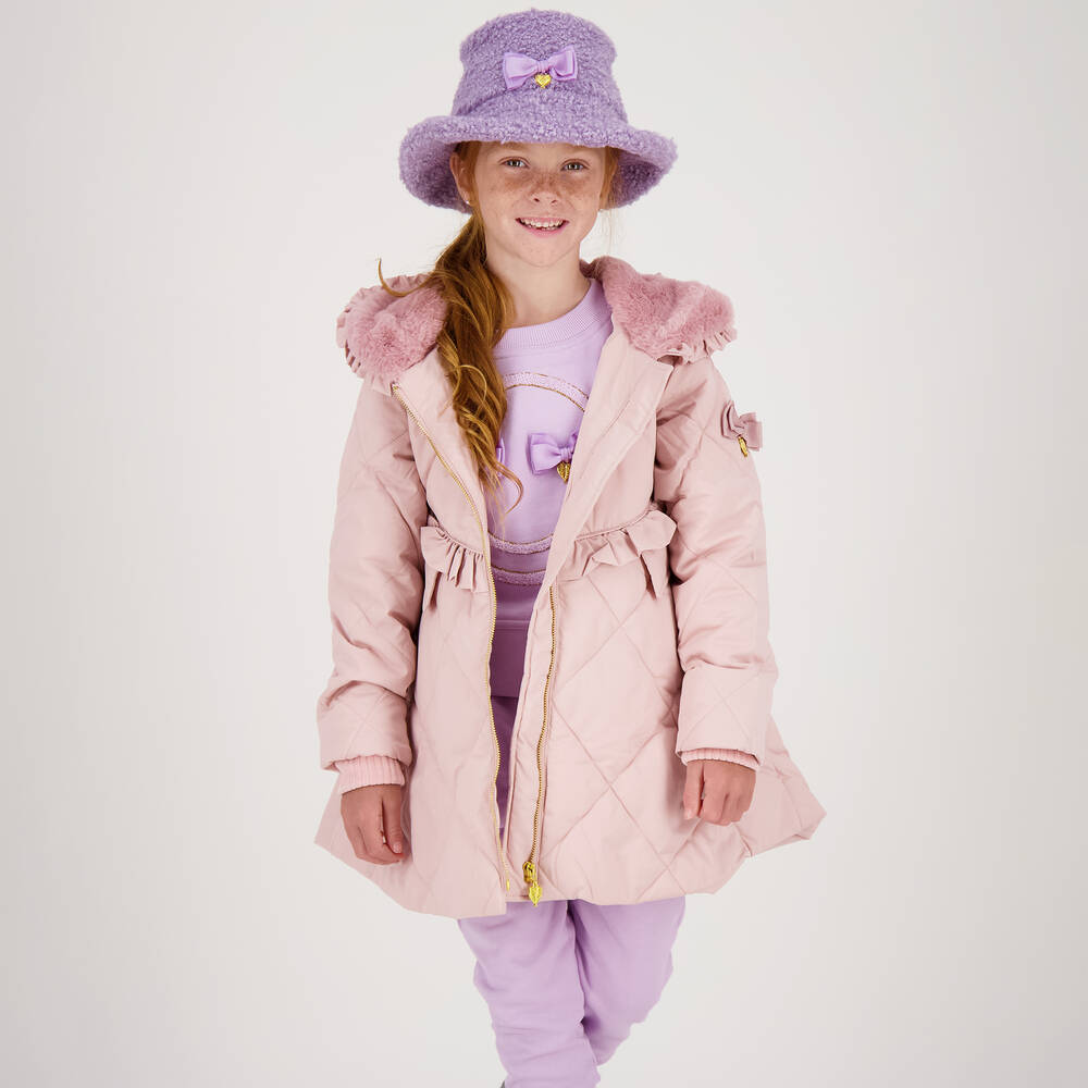 Angel's Face-Girls Pale Pink Quilted Coat | Childrensalon