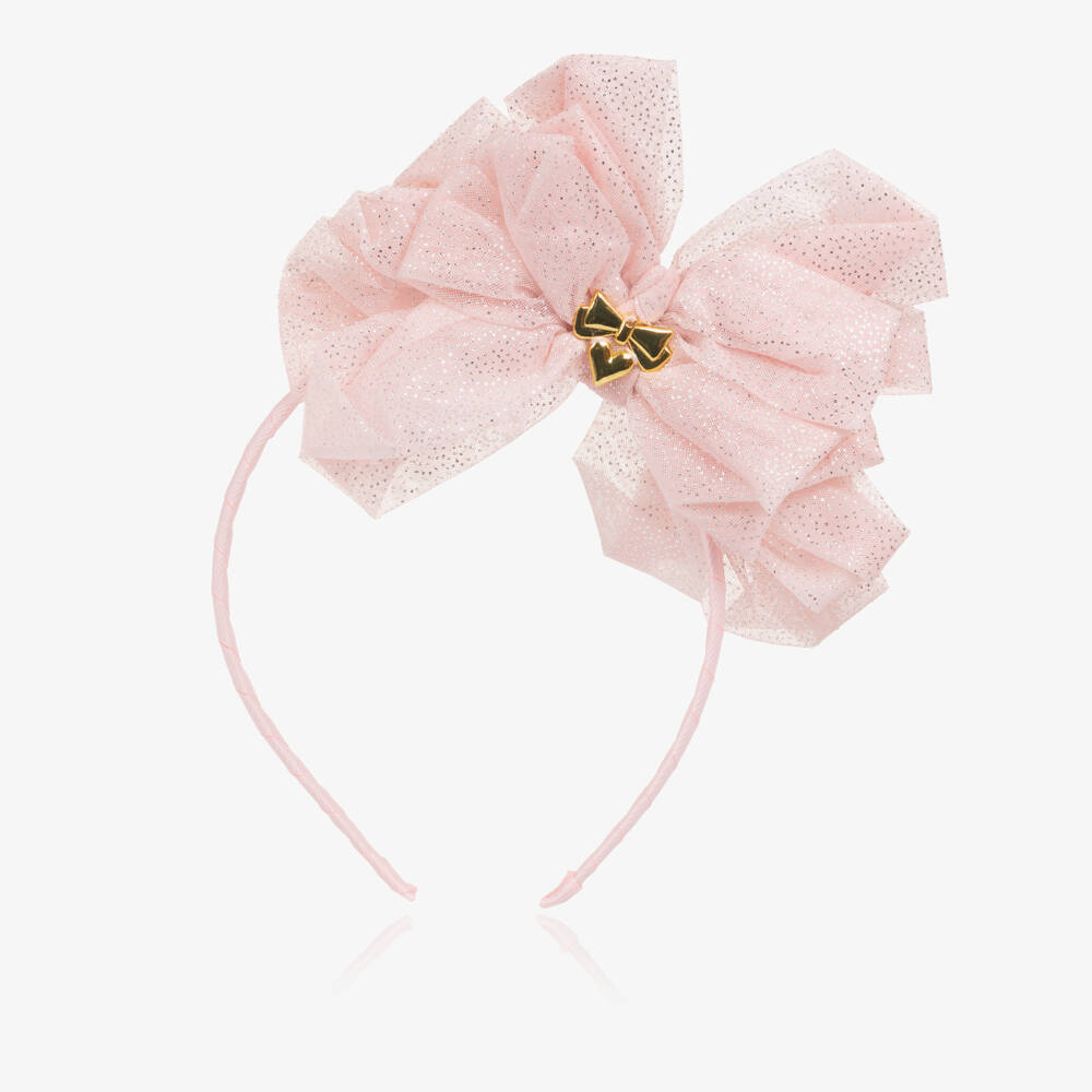 Angel's Face-Girls Pale Pink Tulle Bow Hairband | Childrensalon