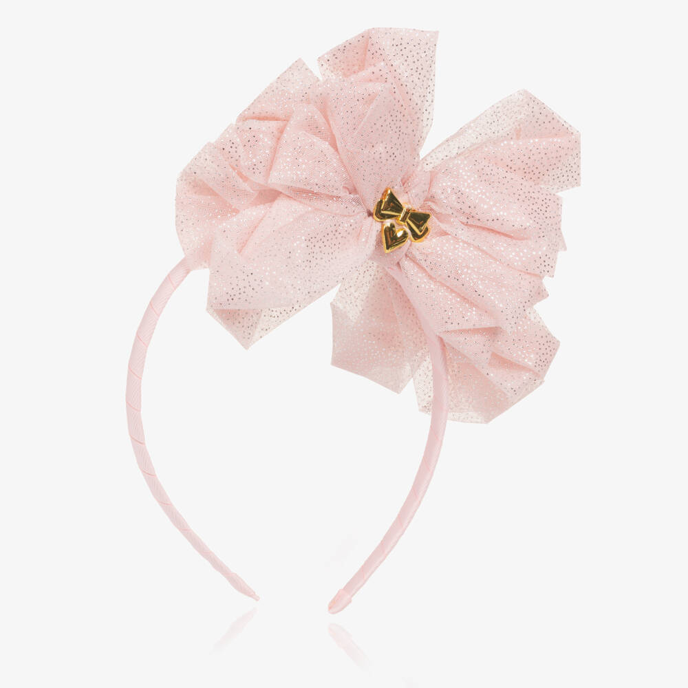 Angel's Face-Girls Pale Pink Tulle Bow Hairband | Childrensalon