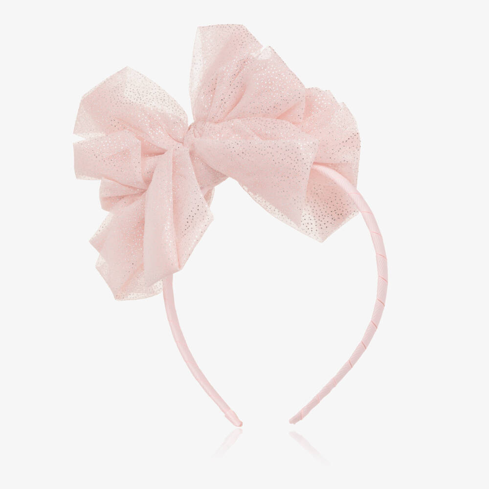 Angel's Face-Girls Pale Pink Tulle Bow Hairband | Childrensalon