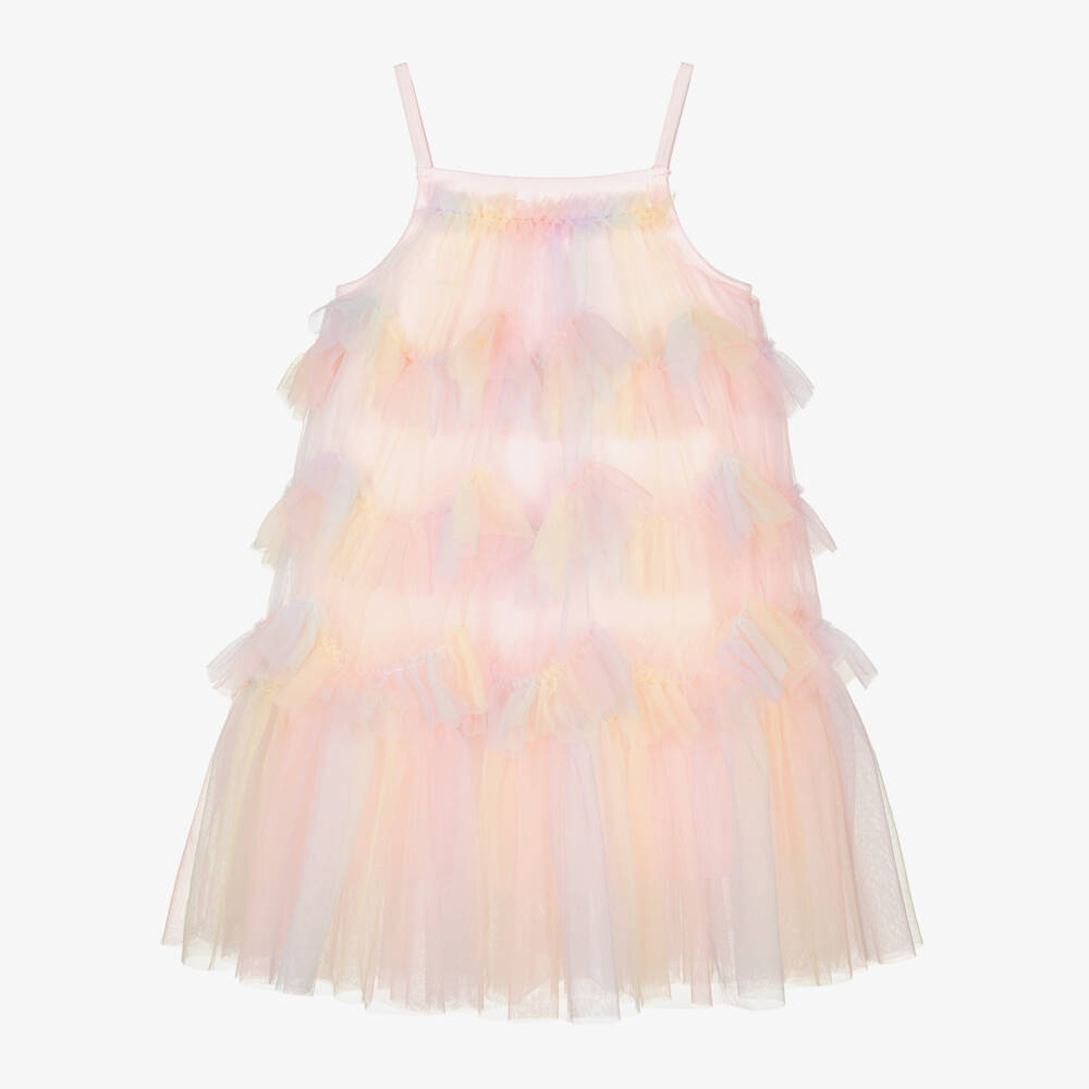 Angel's Face-Girls Pastel Pink, Blue & Yellow Ruffled Tulle Dress | Childrensalon