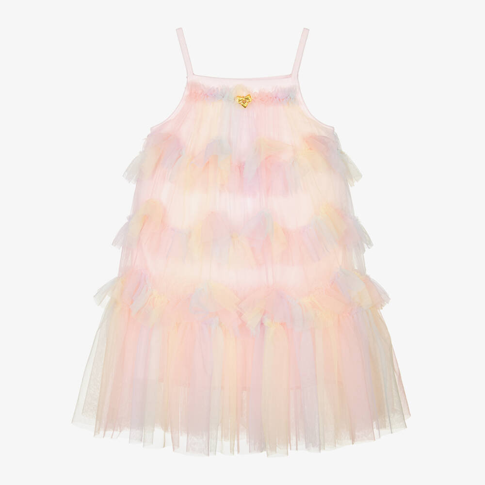 Angel's Face-Girls Pastel Pink Ruffled Tulle Dress | Childrensalon