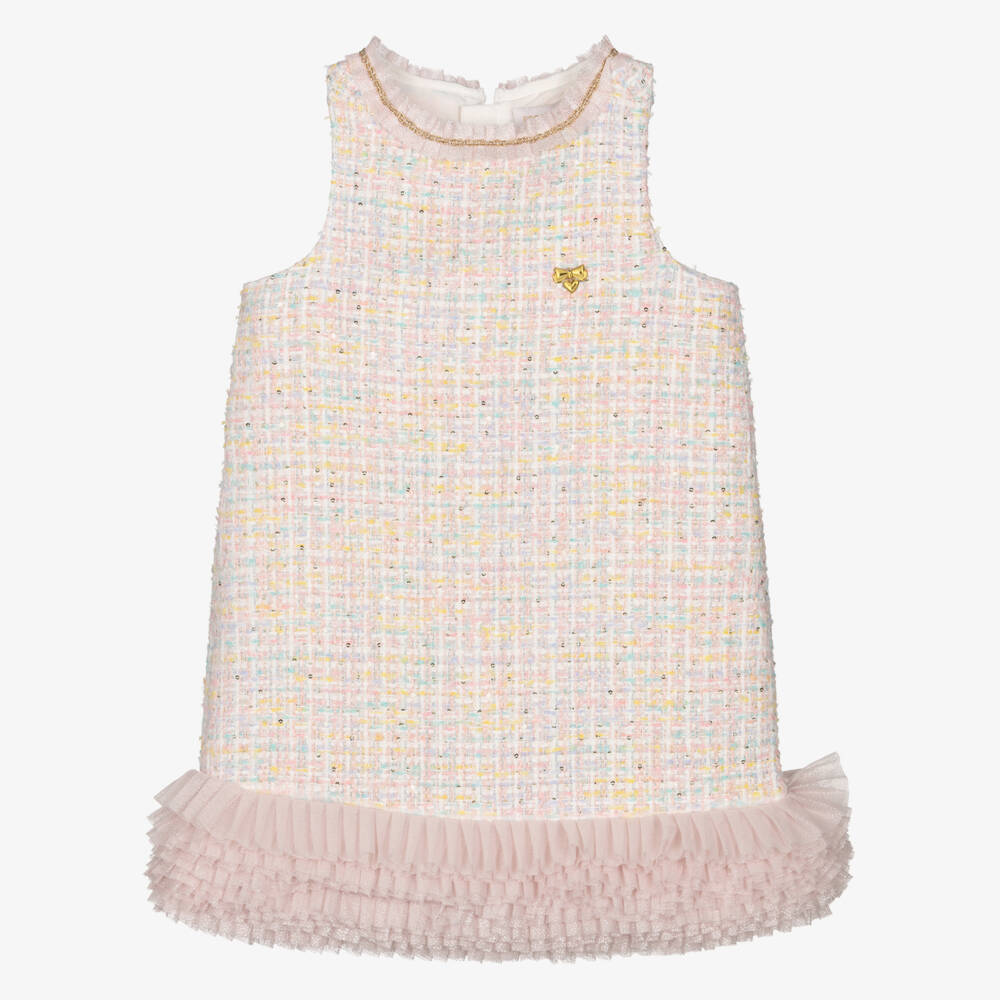 Angel's Face-Girls Pastel Pink Sparkly Tweed Dress | Childrensalon