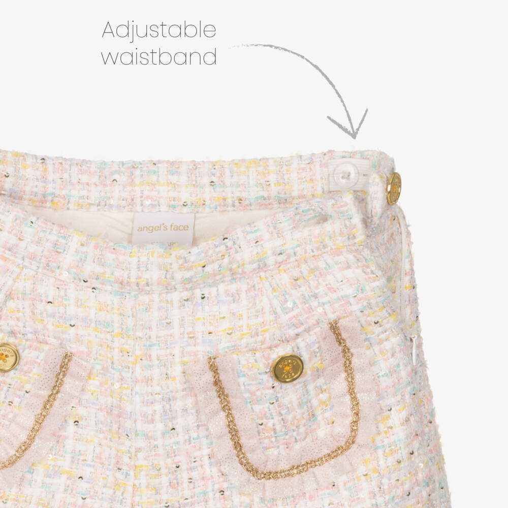 Angel's Face-Girls Pastel Pink Sparkly Tweed Shorts | Childrensalon