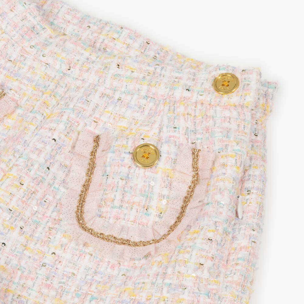 Angel's Face-Girls Pastel Pink Sparkly Tweed Shorts | Childrensalon