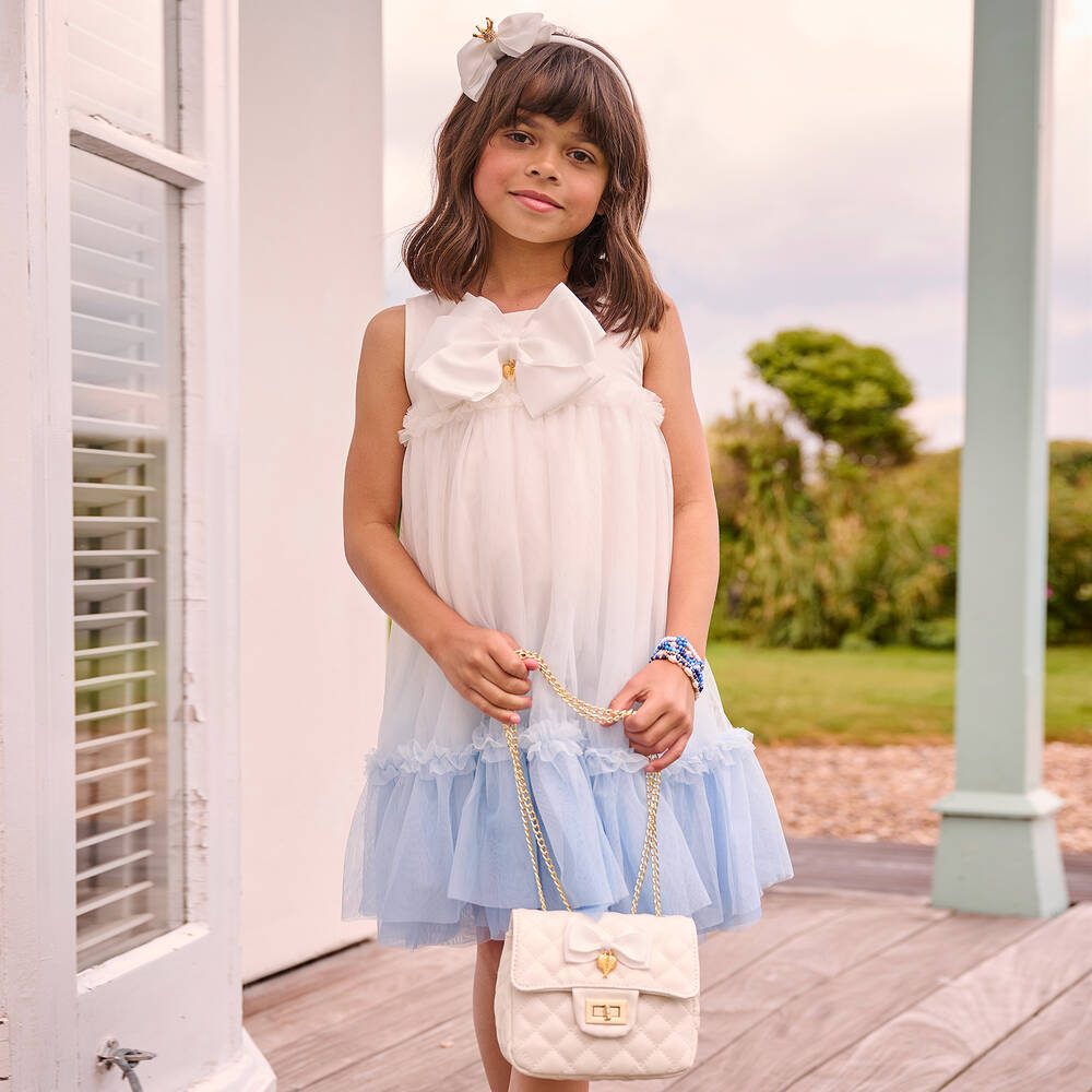 Angel's Face-Жемчужно-белая стеганая сумка (16см) | Childrensalon