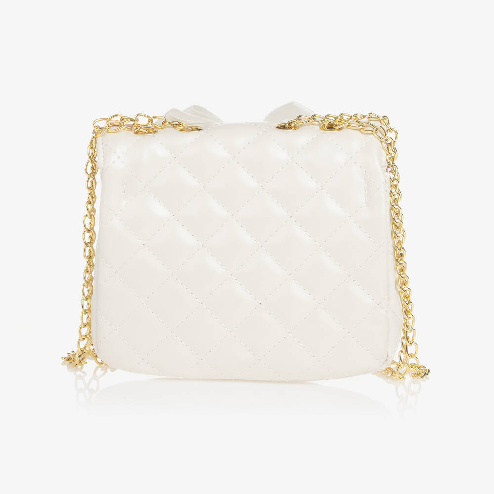 Angel's Face-Жемчужно-белая стеганая сумка (16см) | Childrensalon