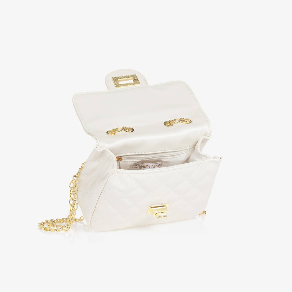 Angel's Face-Жемчужно-белая стеганая сумка (16см) | Childrensalon