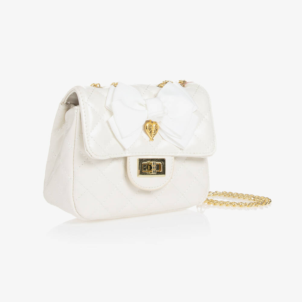 Angel's Face-Жемчужно-белая стеганая сумка (16см) | Childrensalon