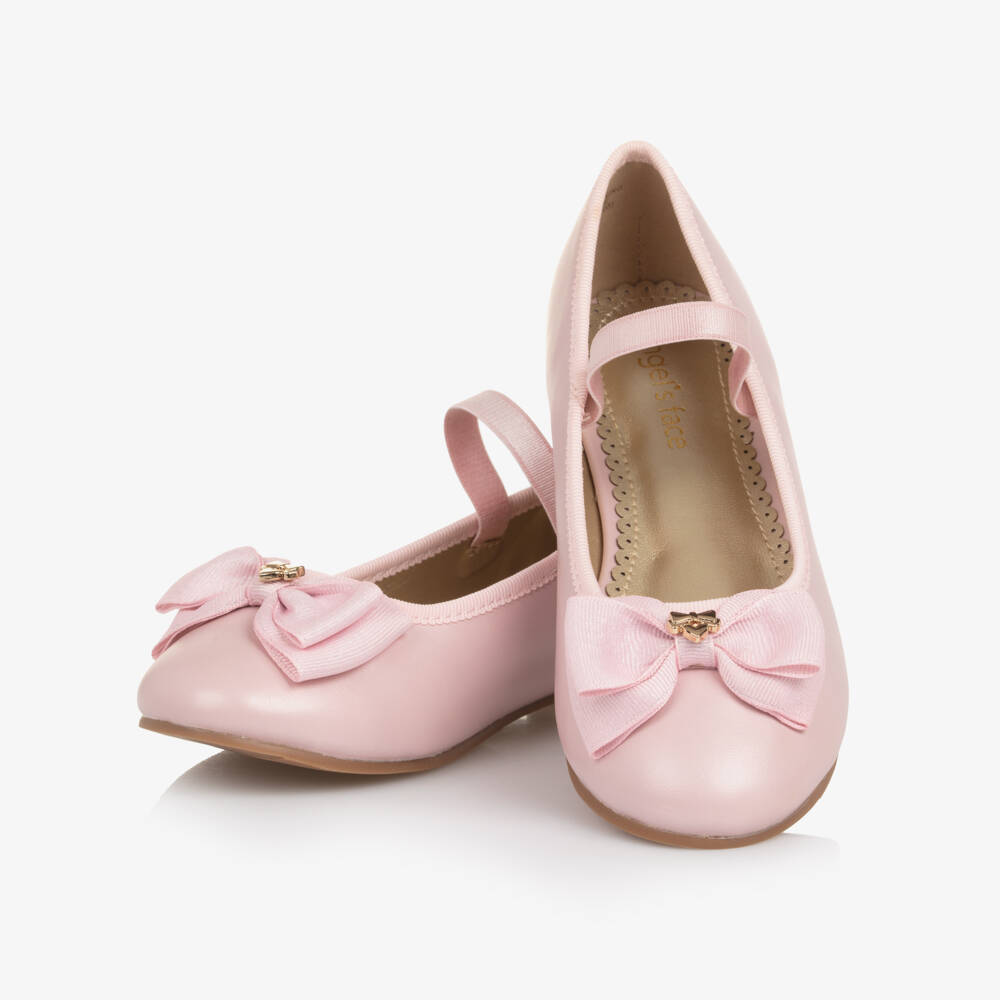 Angel's Face-Girls Pearlescent Pink Faux Leather Ballerinas | Childrensalon