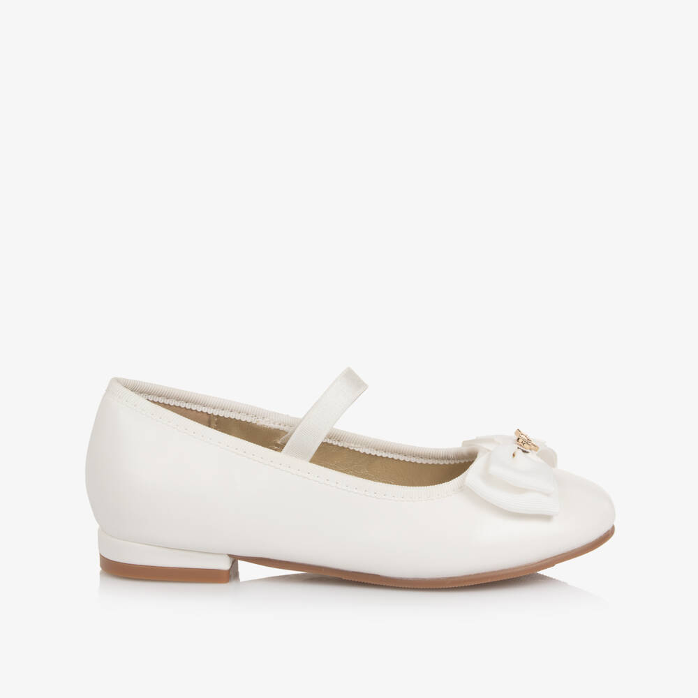 Angel's Face-Girls Pearlescent White Faux Leather Ballerinas | Childrensalon
