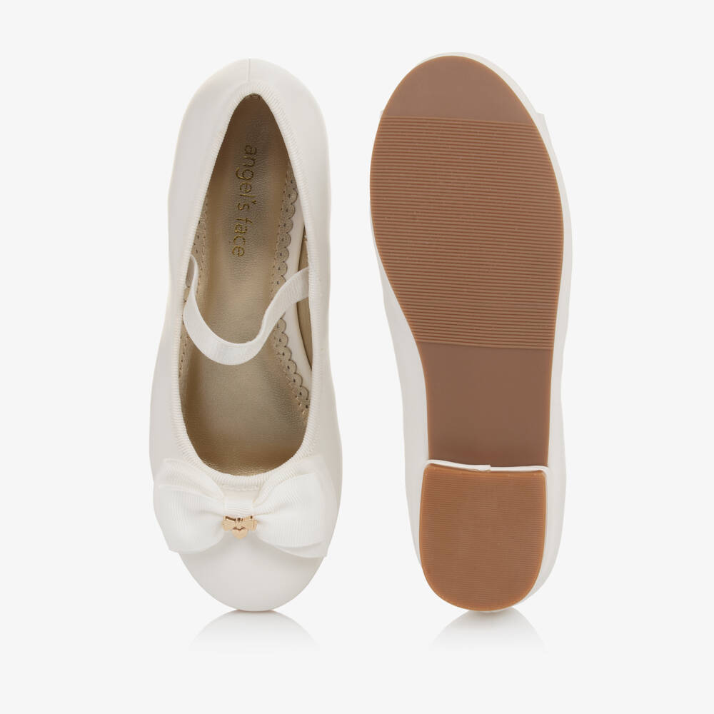 Angel's Face-Girls Pearlescent White Faux Leather Ballerinas | Childrensalon