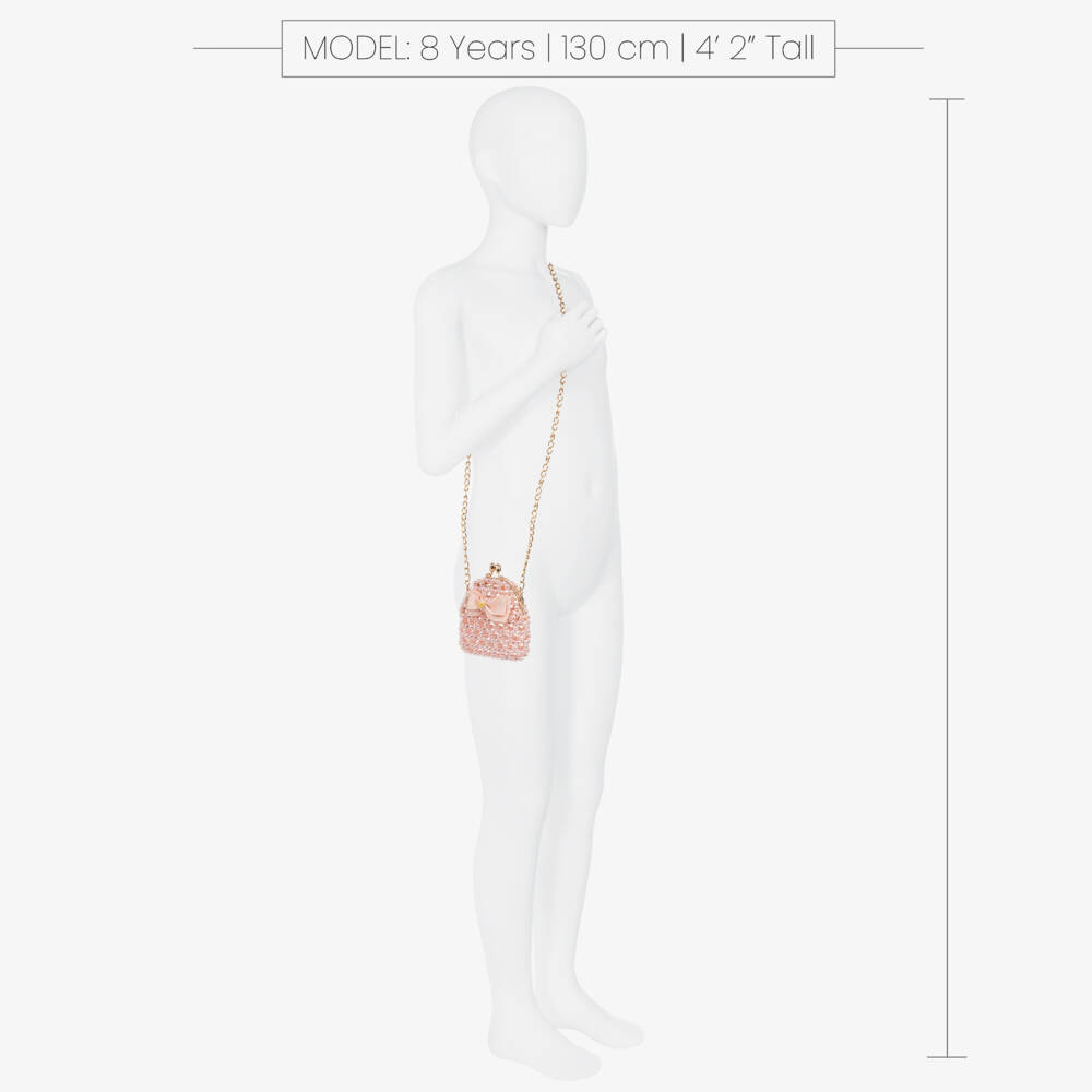 Angel's Face-Girls Pink Beaded Faux Pearl Bag (11cm) | Childrensalon