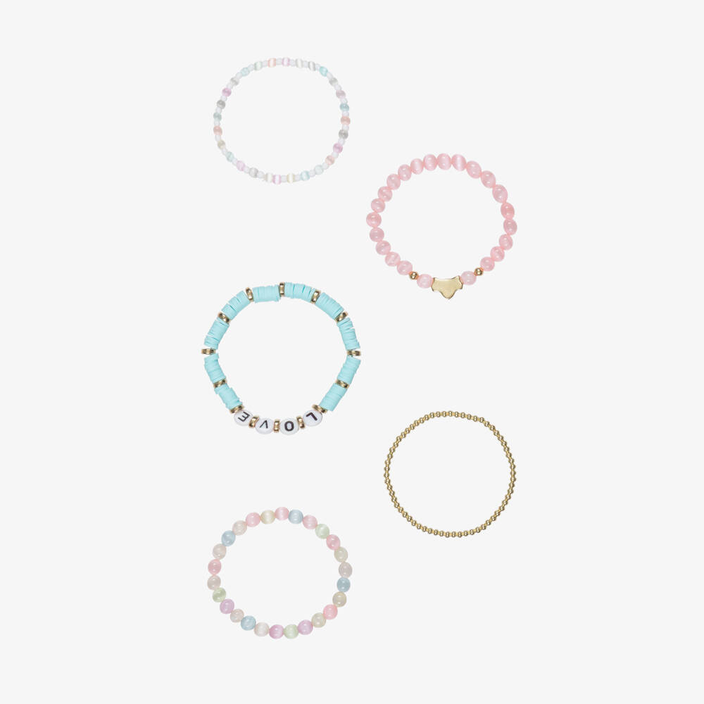 Angel's Face-Girls Pink & Blue Beaded Bracelet (5 Pack) | Childrensalon