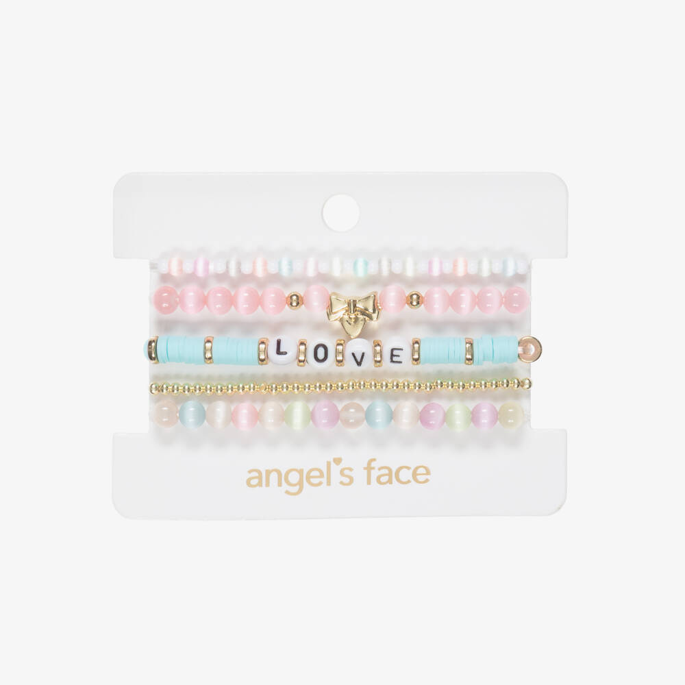 Angel's Face-Girls Pink & Blue Beaded Bracelet (5 Pack) | Childrensalon